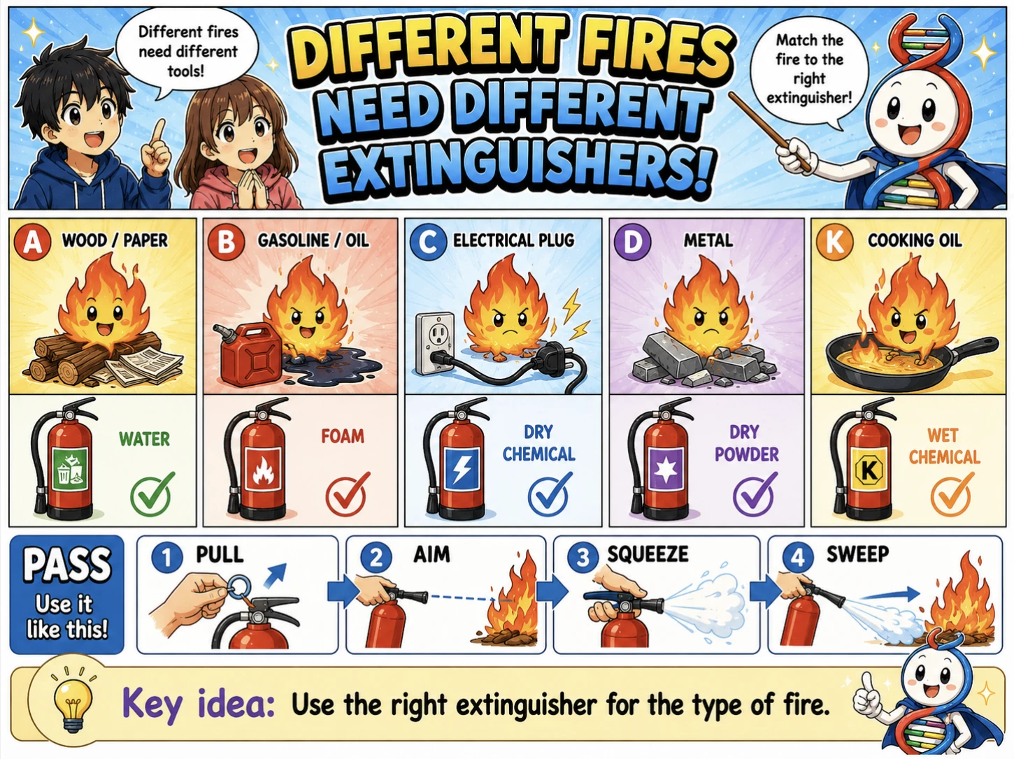 MOSAIC Chemistry Topic 2.1: Different Fires Need Different Extinguishers illustration from source PDF page 12