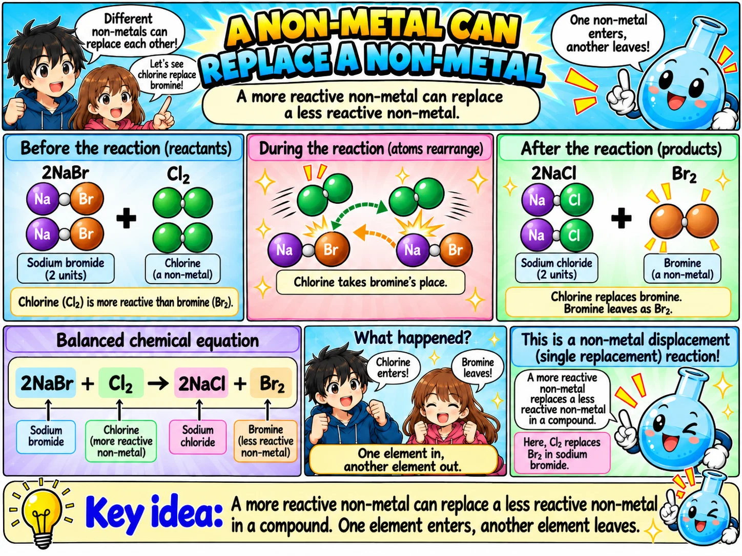 MOSAIC Chemistry Topic 2.4: A Non-Metal Can Replace a Non-Metal illustration from source PDF page 19