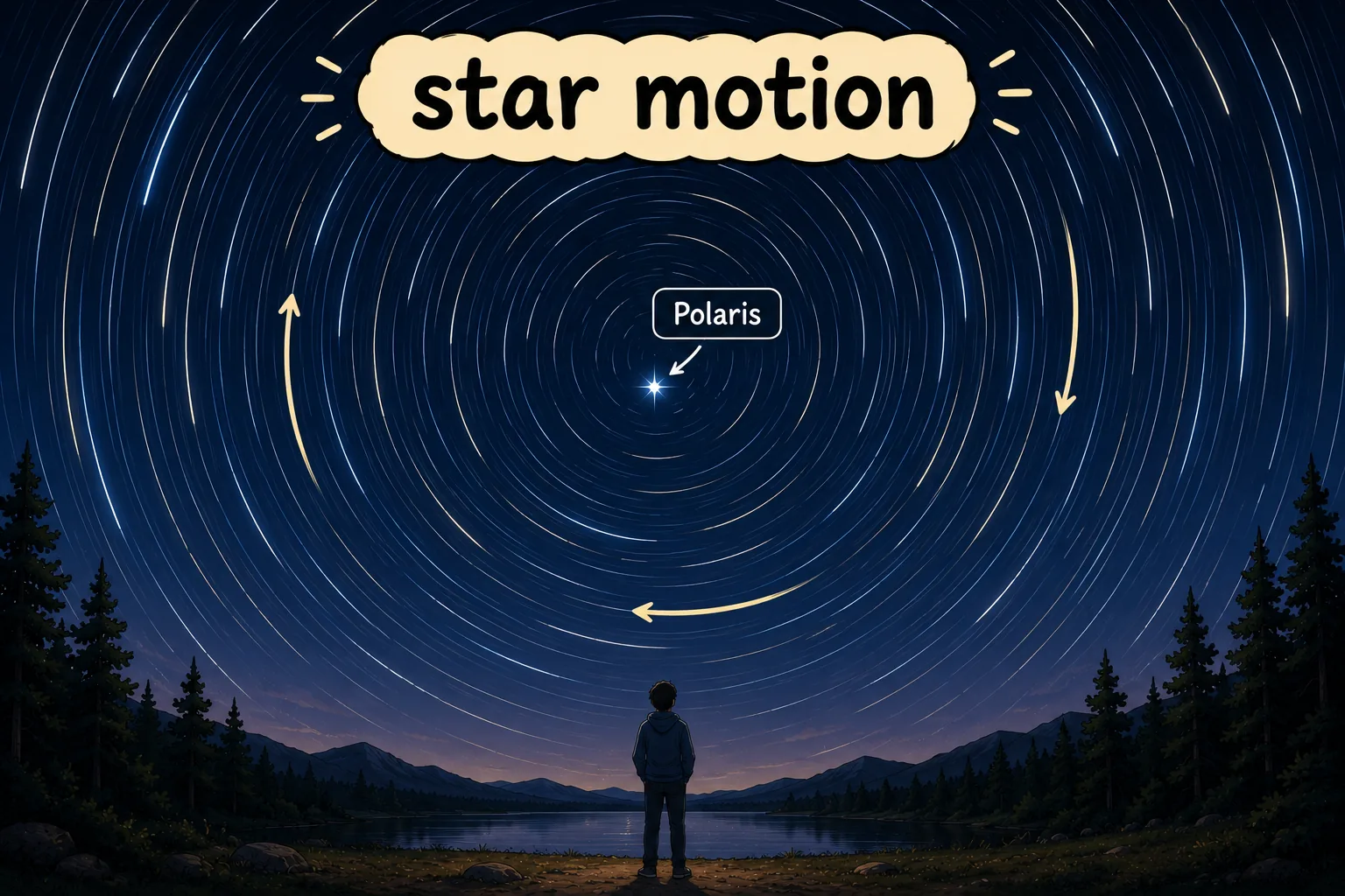 Stars appearing to circle around Polaris