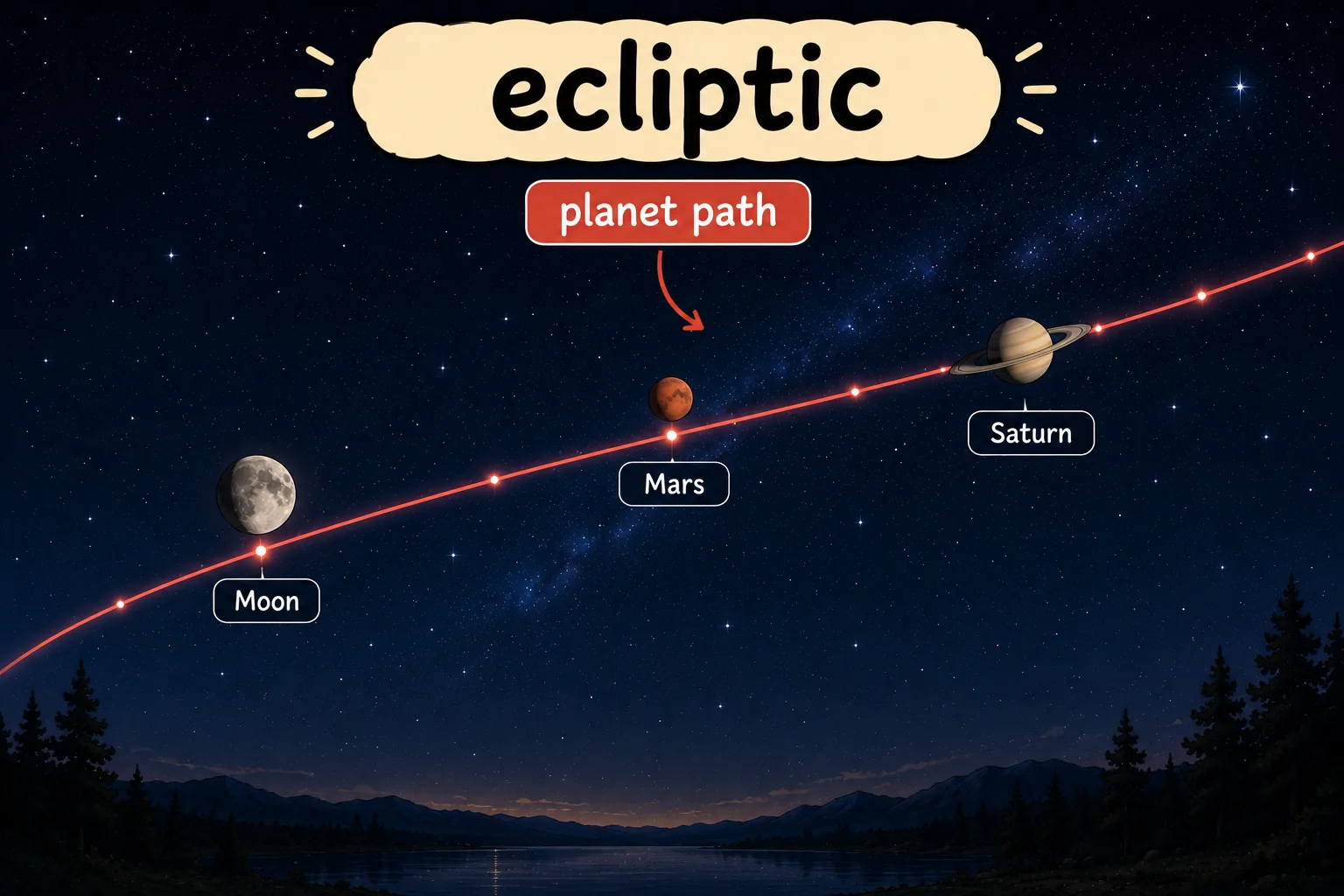 Ecliptic path across the sky