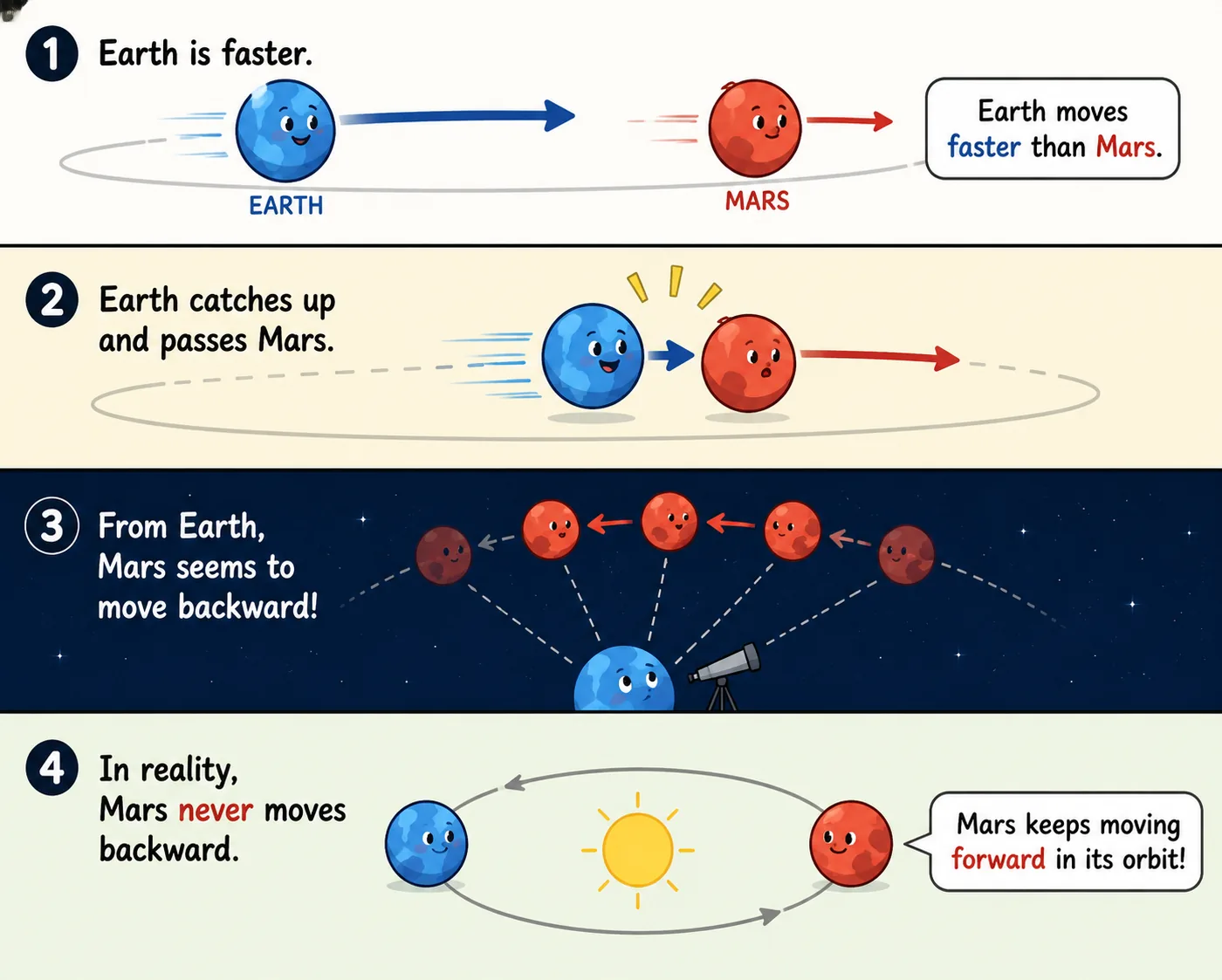 Diagram of apparent retrograde motion