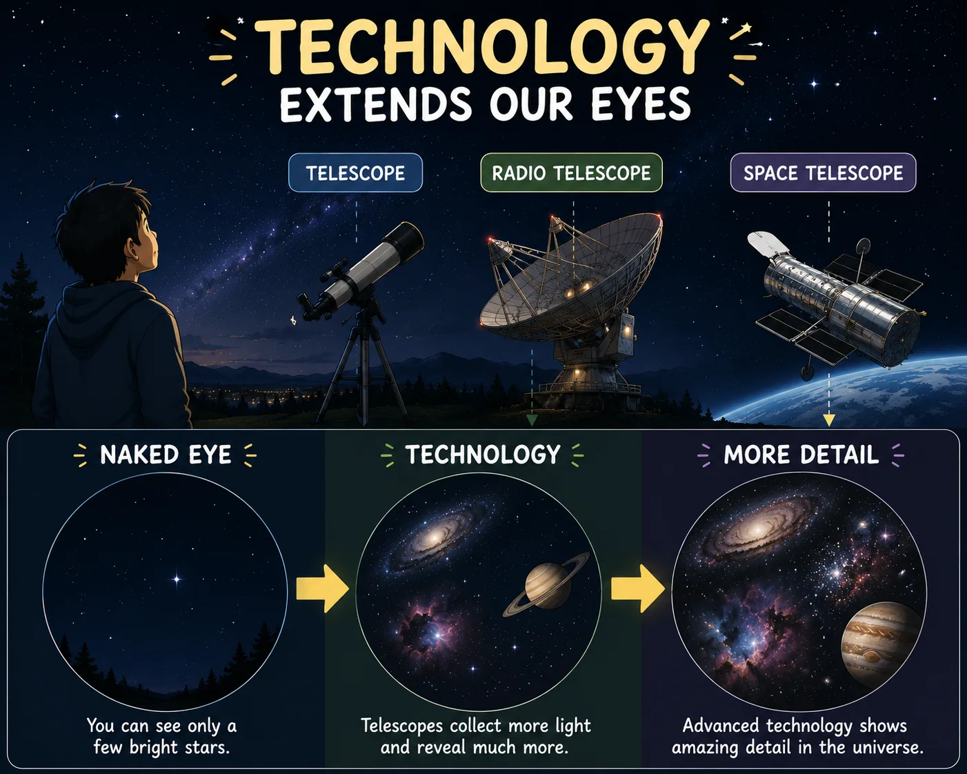 Comparison of naked-eye observation and space technology
