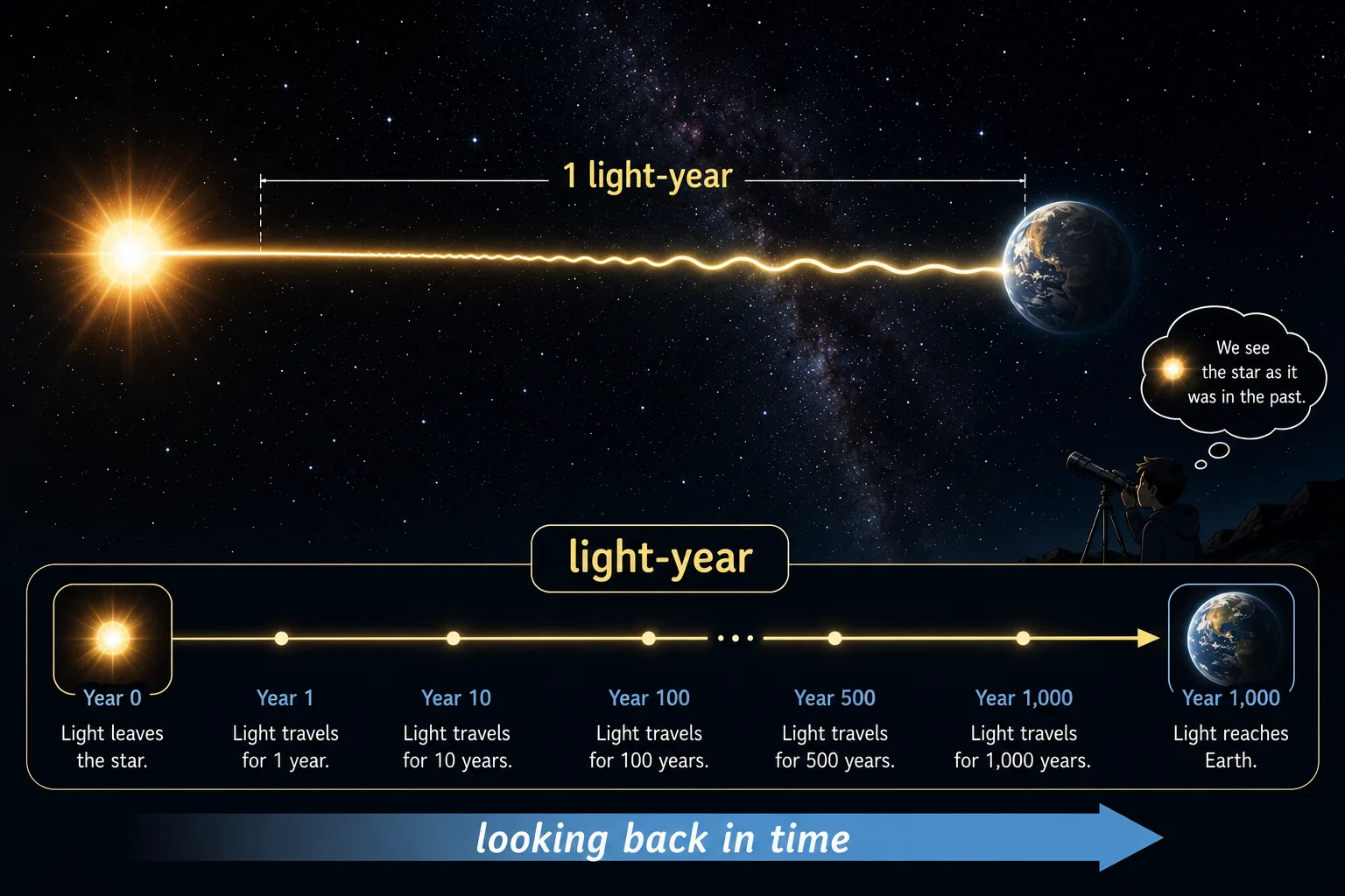 Light travelling from a distant star to Earth