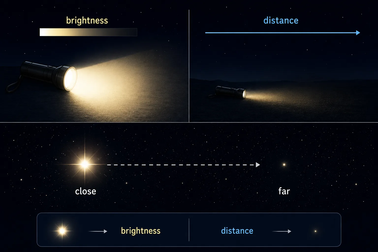 Star luminosity and apparent brightness