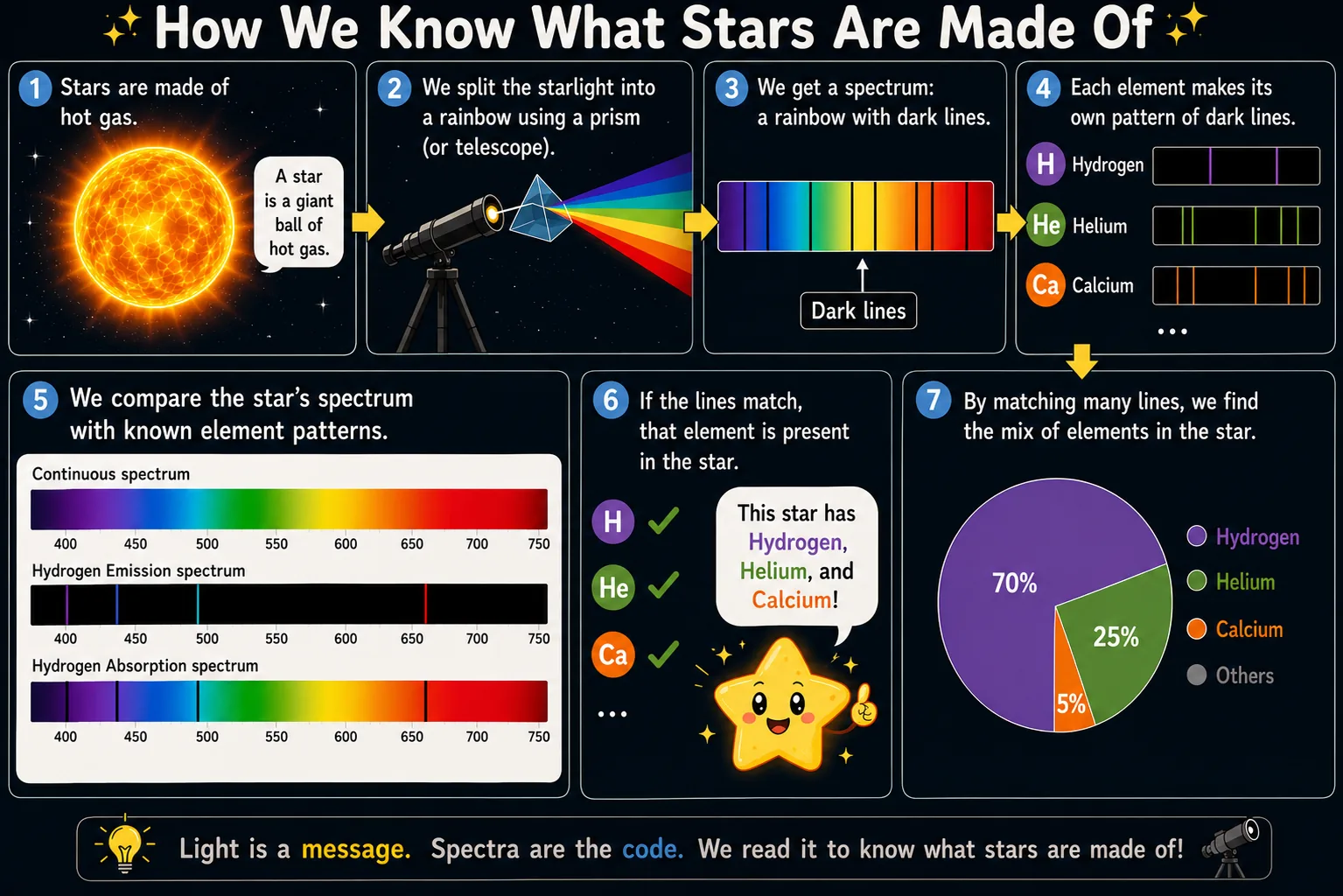 Spectrum showing how scientists identify elements in stars