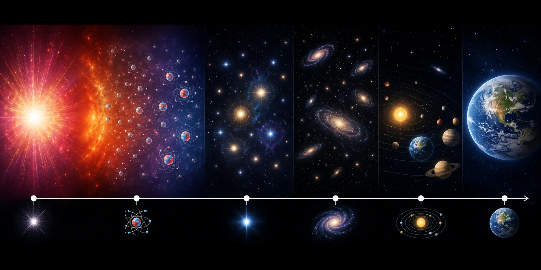 Timeline showing the history of the universe