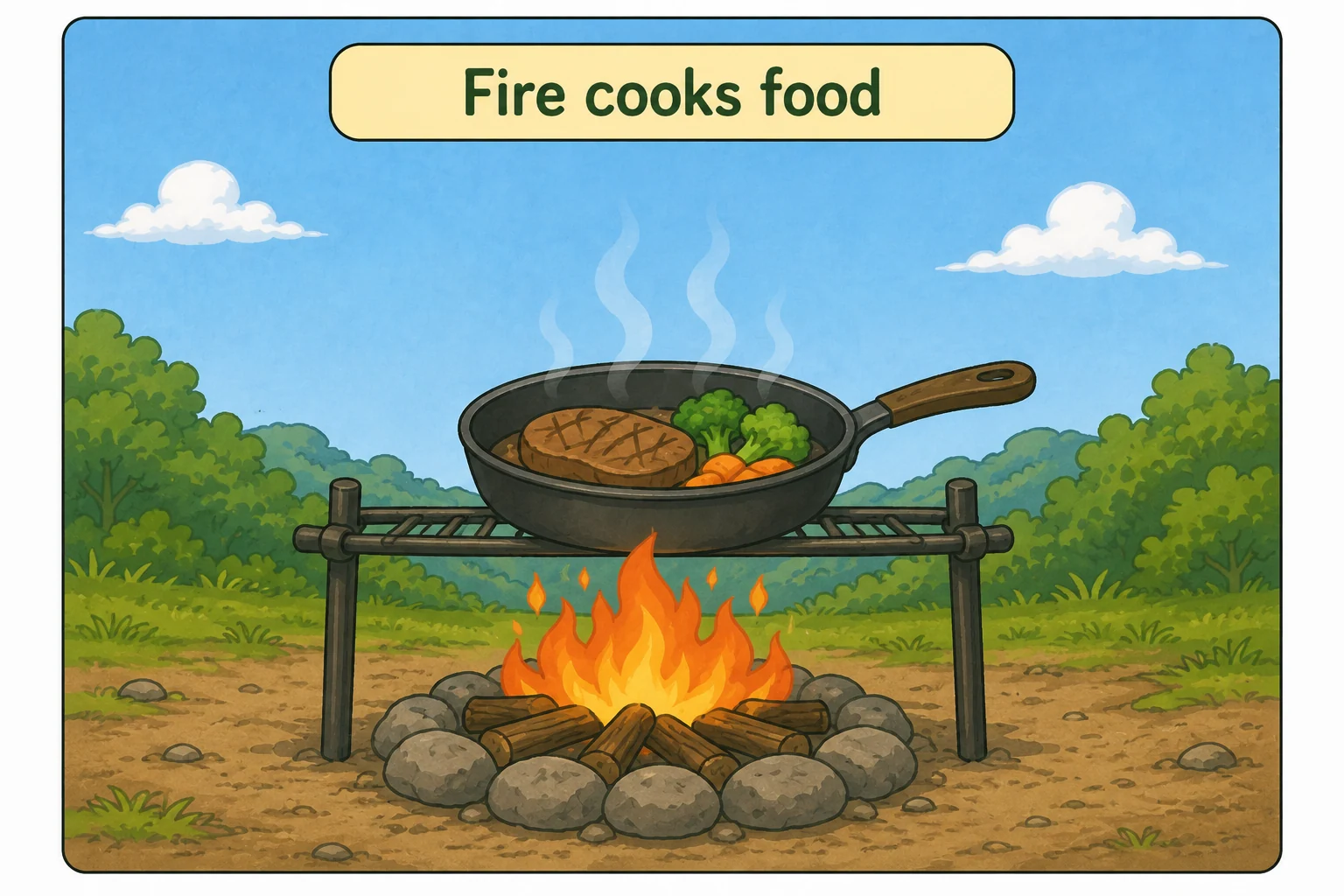 Cooking food with fire