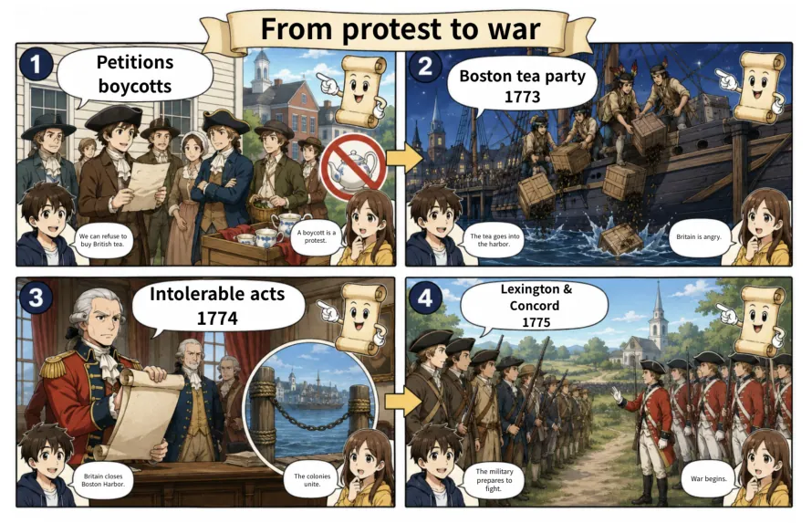 Original MOSAIC illustrated lesson: How Did Protest Become War?