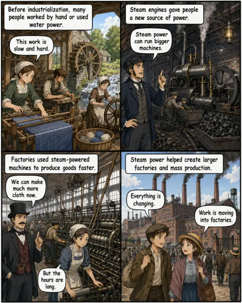 Original MOSAIC illustrated lesson: Steam Power and Factories
