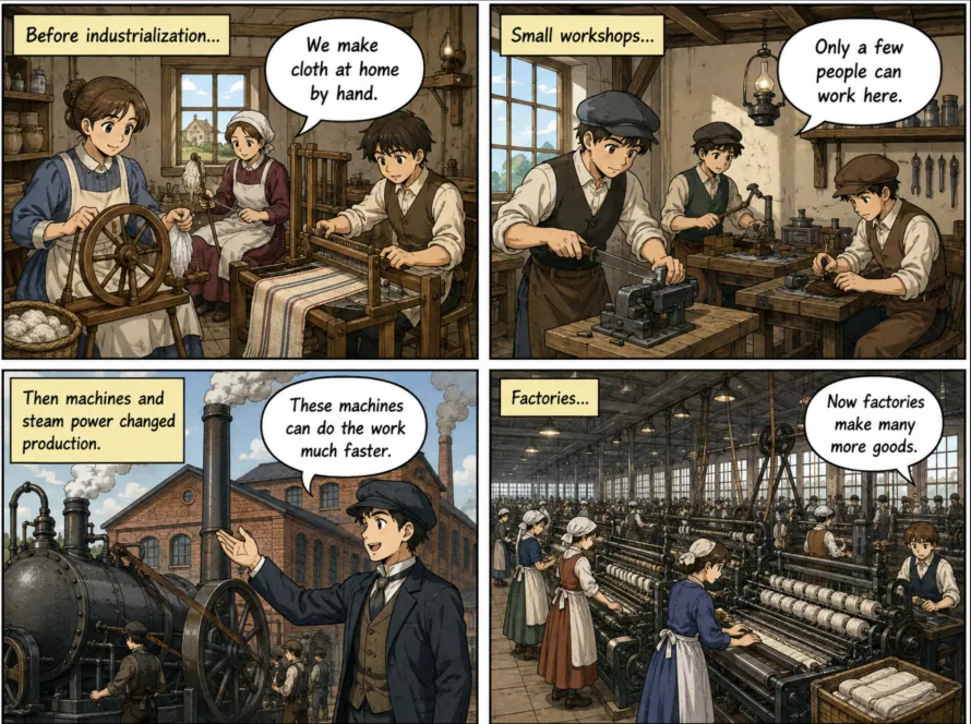 Original MOSAIC illustrated lesson: From Home Production to Factories