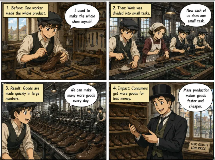 Original MOSAIC illustrated lesson: Division of Labour and Mass Production